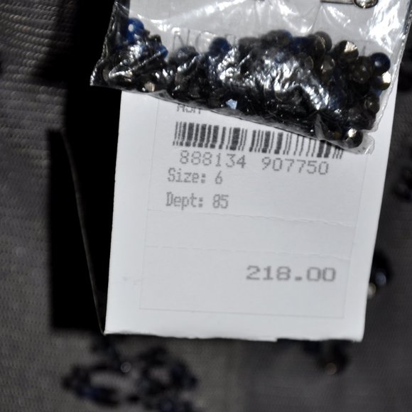 Pissaro Nights Gray/Black Sleeveless Sapphire Sequin Beaded Gatsby Flapper Gown - Picture 10 of 10